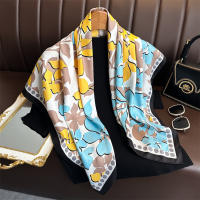 Pañuelo De Seda Impreso 90x90cm Para Mujer Lujo Bandana De Cabello Foulard Ribete Cuadrado De Piel Decorativo Para Todas Las Estaciones - details 8