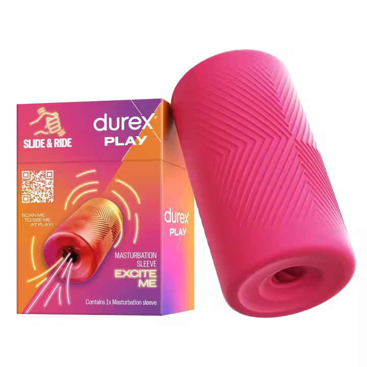 Durex Masturbador SLIDE & RIDE, elástico, suave flexible y texturizado con estrías, fácil de limpiar y reutilizable - 1