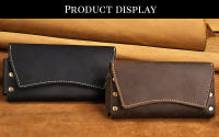 Bolsa De Cintura Para Hombre De Cuero Genuino Retro 1 Pieza Dos Maneras De Usar Con Clip De Cuero Multifuncional Bolsa De Teléfono Zero Monedero - details 1