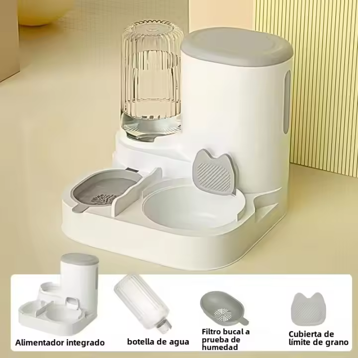 Tazón De Gato Automático Alimentador Agua Dispensador Integrado Tazón De Comida Para Perros Y Gatos Accesorios Para Mascotas - 1