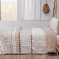 Manterol Outlet - Edredón comforter de borreguito floral cachemir beige con tejido térmico sherpa cálido, suave y mullido para un descanso reparador en invierno. - details 0