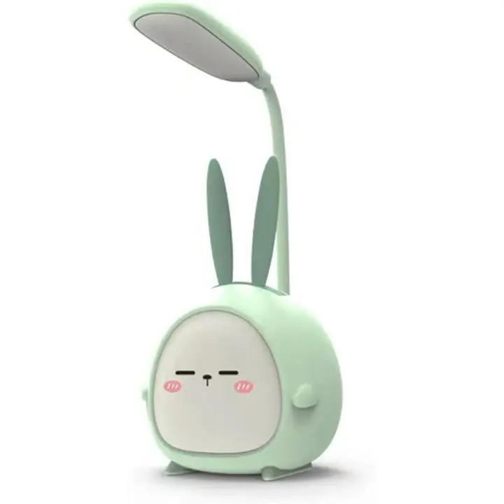 Lámpara de escritorio con forma de conejito, LED portátil con Luz Nocturna, plegable, recargable por USB, para niños y niñas (verde) - 1