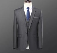 Traje De Negocios Slim-fit Para Hombre Con Chaleco De Solapa Sencilla Y Dos Botones Color Sólido Conjunto De 3 Piezas Moda Casual - details 12