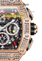 Reloj Mecánico Automático Para Hombre ONOLA 2022 Diseño Único De Lujo Con Incrustaciones De Diamante Resistente Al Agua Correa De Silicona Display Numerario Estilo Casual - details 5