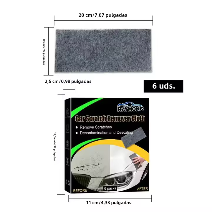 6PCS Eliminador De Rasguños De Coche Con Tela Nano Brillante Herramientas De Reparación De Pintura Y Detalle Para Automóviles - 1