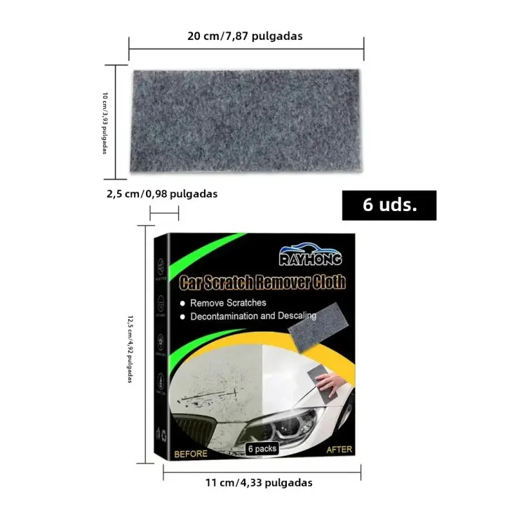 6PCS Eliminador De Rasguños De Coche Con Tela Nano Brillante Herramientas De Reparación De Pintura Y Detalle Para Automóviles - 1