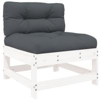 vidaXL Sofá central con cojines madera maciza de pino Pino natural, Pino blanco, Pino gris Conjunto Terraza Muebles Jardín Exterior Juego de Muebles de jardín Mueble Jardín Exterior Muebles de Salon Exterior - details 4