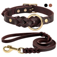 Correa Y Collar De Cuero Genuino Para Perros De Tamaño Medio a Grande Adecuado Para Aleman Shephard Accesorios Para Mascotas Resistentes Y Duraderas - details 1