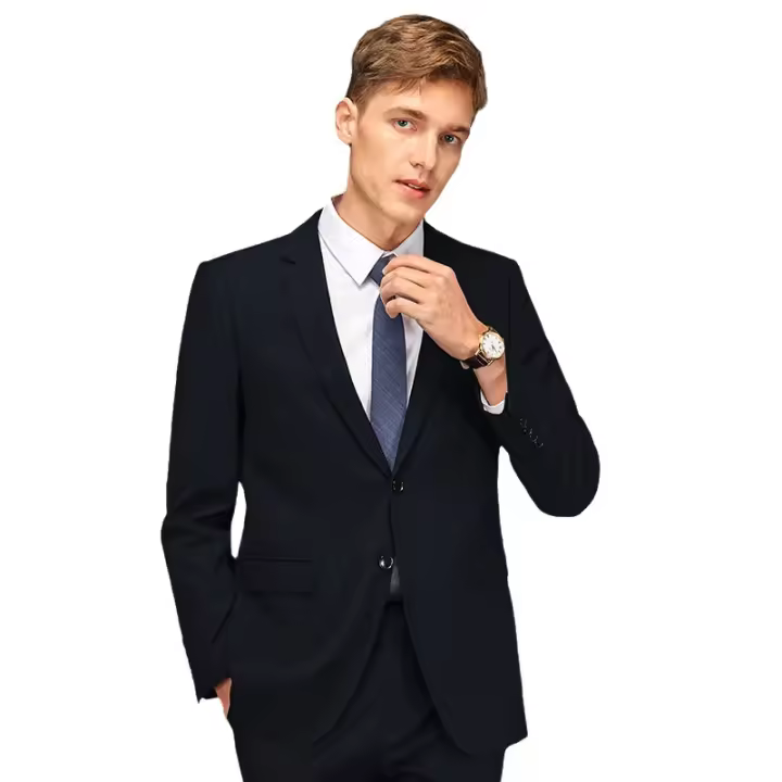 Traje De Moda Para Hombre Estilo Inglés Slim-fit Traje Formal Casual Para Trabajo Y Banquete Color Sólido Conjunto De Chaqueta Y Pantalones - 1