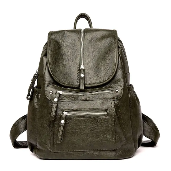 Mochila de cuero de alta calidad para Mujer, Bolso de hombro Femenino Vintage, Bolso de viaje para Mujer, Mochilas escolares para Niños - 1