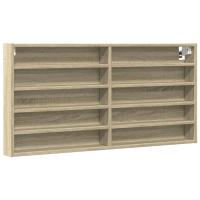 vidaXL Vitrina de madera de ingeniería 100x8,5x50 cm Blanco, Negro, Roble Sonoma Mueble Almacenaje Estantería para Oficina, Estudio, Dormitorio Estantería/Librería/ mueble de Almacenamiento - details 0