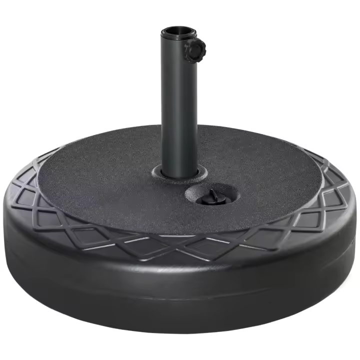 Outsunny Base de Sombrilla Soporte de Parasol Redondo Rellenable de Agua 30 kg Apto para Postes de 38mm 48 mm Metal y Plástico para Jardín Terraza Ø55x38 cm Negro - 1