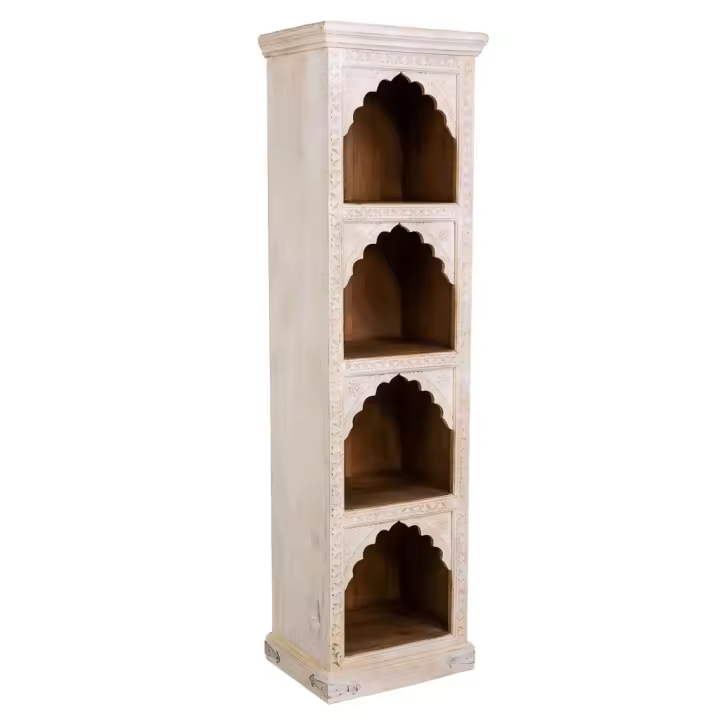 WANDERLUST DECO Estantería de madera blanco 50x38x180h cm de estilo Artesanal.Tiene 1 puerta - 1
