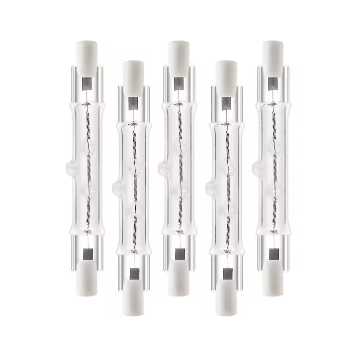 Paquete de 5 R7s 118mm 300W 230V, Bombilla lineal halógena R7S, lámpara halógena regulable para construcción Wo-LL - 1