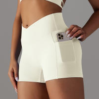 Shorts Deportivos Sin Costuras Cintura Alta Push up Yoga Elásticos Para Gimnasio Y Correr Shorts Transpirables De Poliéster Y Nylon - details 33