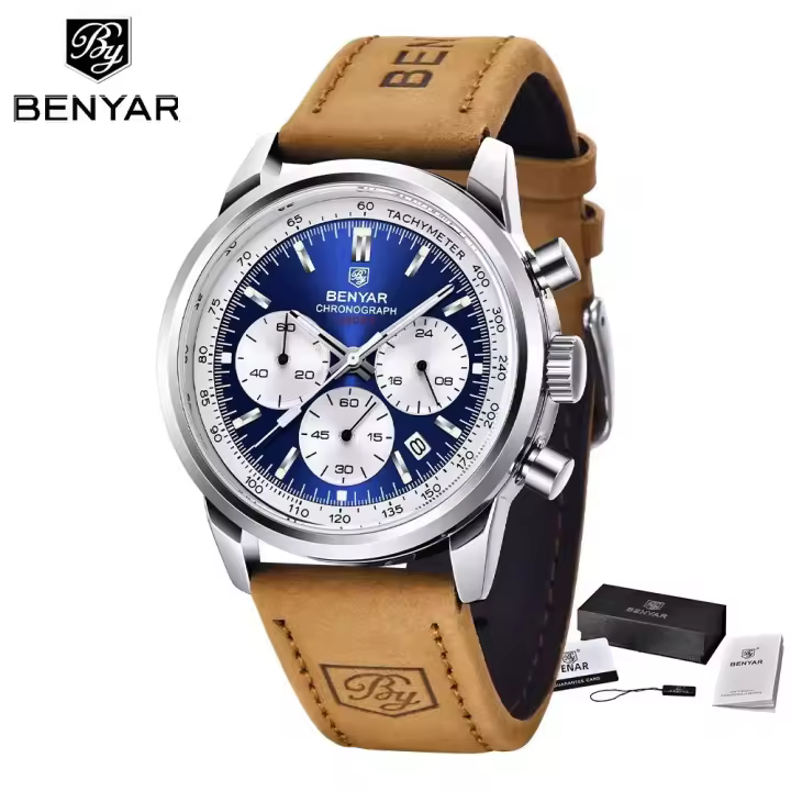 Reloj De Pulsera Deportivo Para Hombre BENYAR 42MM Cronógrafo Militar De Lujo Resistente Al Agua 30M Cuarzo Reloj Hombre - 1