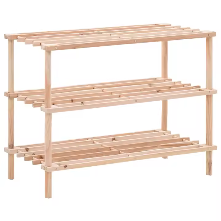 vidaXL Zapatero de 3 alturas madera maciza de abeto - 1