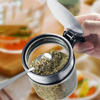 Juego De Almacenamiento De Condimentos En Vidrio Con Tapa De Acero Inoxidable Y Cuchara Botella De Mantequilla Ecológica Para Cocina Caja De Especias - details 4