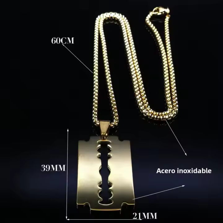 Collar De Acero Inoxidable Con Colgante De Cuchilla Gótica Para Hombres Negro Aesthetic Joyería Collier Homme N423S01 - 1