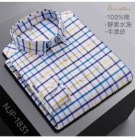 Camisa Larga De Manga Para Hombres De Talla Grande 6XL Algodón 100% Casual Con Bolsillo Y Pato Plaid Oxford Tejido Cómodo Primavera Otoño Sin Hierro - details 32