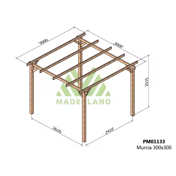 Pérgola de Madera Maciza Murcia (Maderland) - Gardeneas - 1