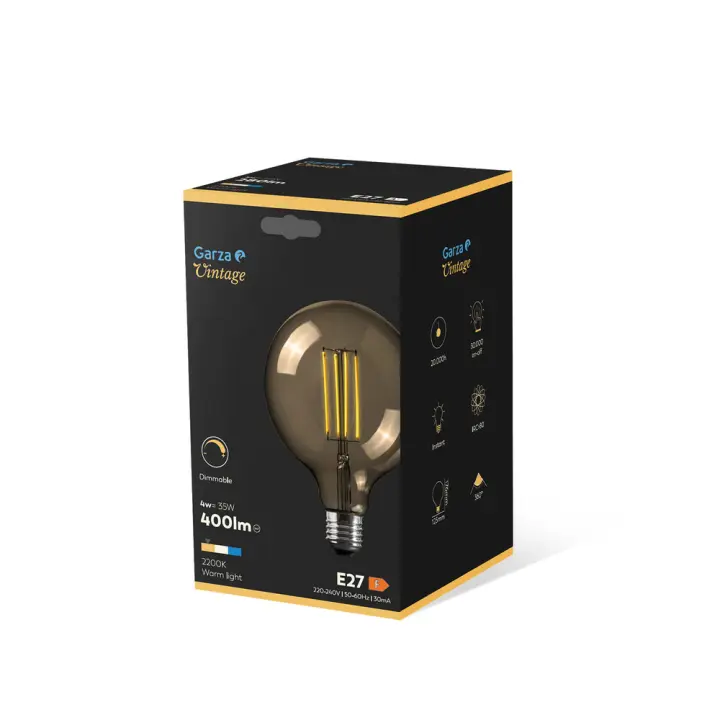 Garza Bombilla Filamento Gold Globo - G125 E27 | Decorativa Vintage - 1