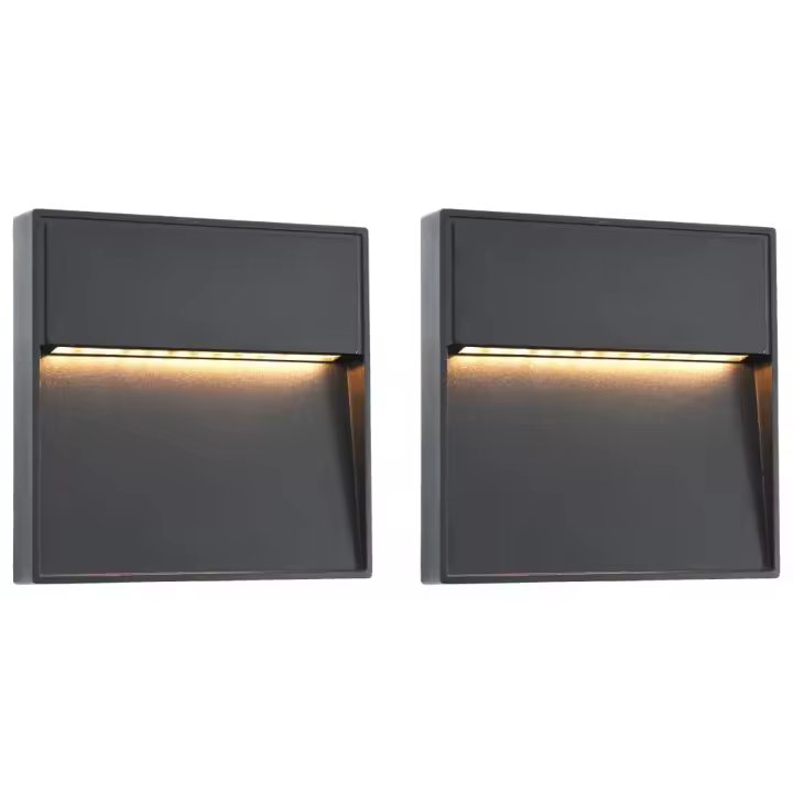vidaXL Lámparas LED de pared para jardín 2 unidades cuadrada negra 3 W - 1