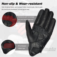 Guantes De Motocicleta Para Hombres En Cuero Perforado Vintage Para Verano Guantes De Motocross Táctiles Para Ciclismo Y Motociclismo - details 5
