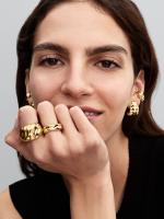 Pandora - Anillo de Banda Ancha ondulada - Baño de Oro de 14K - details 2