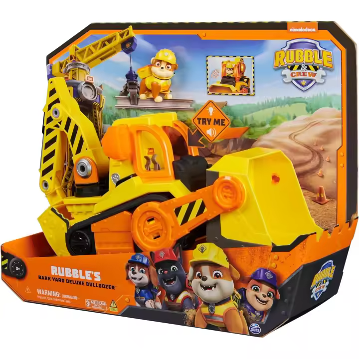 Rubble & Crew, Juguete de camión de construcción Bark Yard Deluxe Bulldozer con Luces, Sonidos y Figura de acción de Rubble, Juguetes para niños y niñas a Partir de 3 años (Spin Master 6068074) - 1