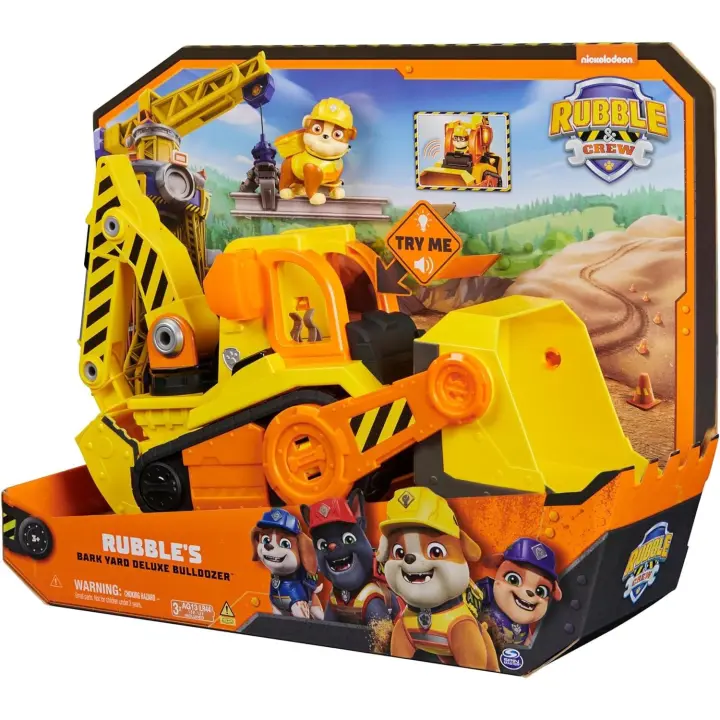 Rubble & Crew, Juguete de camión de construcción Bark Yard Deluxe Bulldozer con Luces, Sonidos y Figura de acción de Rubble, Juguetes para niños y niñas a Partir de 3 años (Spin Master 6068074) - 1