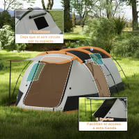 Outsunny Tienda de Campaña Familiar para 3-4 Personas Tienda de Camping Plegable con 2 Habitaciones y Bolsa de Transporte Impermeable para Senderismo 370x220x130 cm Azul y Gris - details 4
