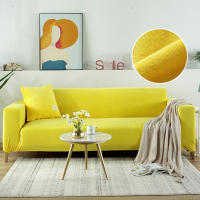 Cubierta De Sofá De Terciopelo Para Sala De Estar Color Gris Estirable Sólido Cubierta De Sofá Conjunto Funda Para Asiento Y Cojín 1PC - details 21