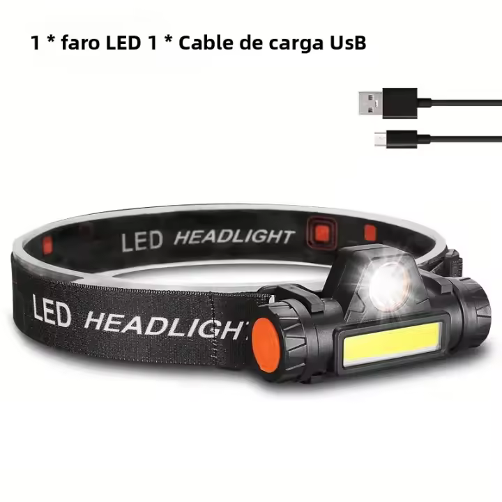 Linterna Frontal LED Recargable Por USB Con Vida Útil Extendida Y Luz Fuerte Para Exteriores Impermeable Torcha Frontal Para Camping Y Trabajo - 1