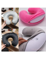 Almohada De Viaje En Forma De U Soporte Cervical Inflable Portátil De Peluche Corto Esencial Para Descansar En La Oficina Y Dormir - details 2