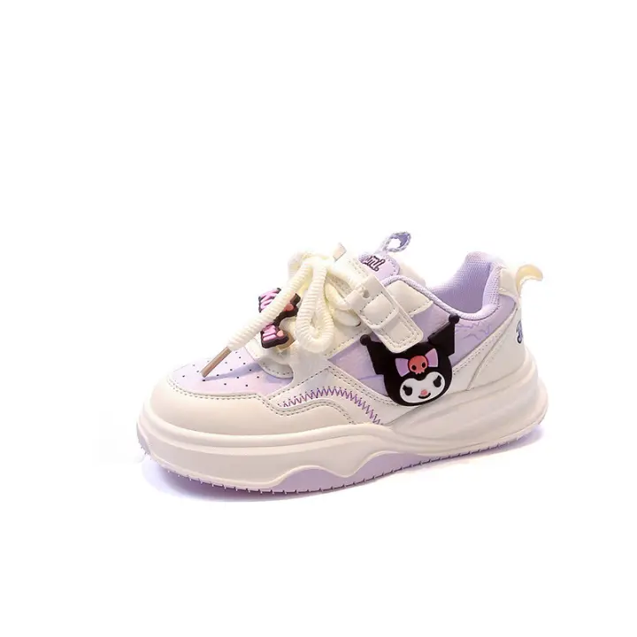 Zapatillas De Tenis Para Niñas Cuaderno Kuromi Moda Versátil Infantil Antideslizantes Transpirables Cómodas Para Escuela Y Deporte Tallas True Fit Material Superior De Cuero PU Suela De Goma - 1