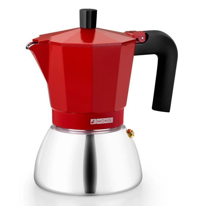 CAFETERA MONIX INDUCTION INOX ROJA 3T (M863103) - Máquina de café