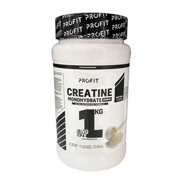 PROFIT Creatine Monohydrate 200 MESH (Ultra Micronized) - Suplemento de creatina monohidratada - 1 Kg - Mejora el rendimiento físico - Sabor a elegir - Incrementa la masa muscular - Favorece la recuperación. - 1