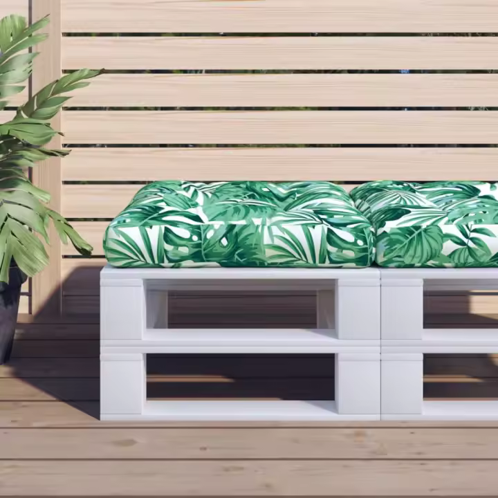 vidaXL Cojín para palés tela estampado de hojas 60x61,5x10 cm en color Diseño de hojas/Antracita/Rojo y más | acolchados duraderos para sofás de jardín terraza exterior - 1
