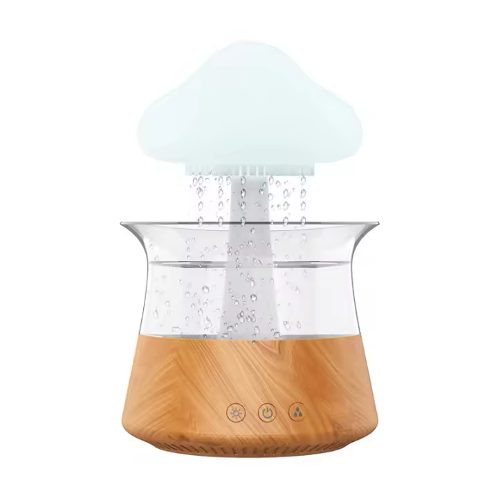 Humidificador de nubes y lluvia para dormitorios y habitaciones grandes, Humidificador de gotas de agua con lámparas de cascada de control remoto, Humidificador de setas, Humidificador de lluvia, Humidificador de ruido - 1