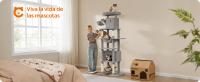 Feandrea Árbol Grande para Gatos, Rascador Multinivel para Gatos XXL, 201 cm de Altura, con una Plataforma, una Cesta, 2 Casas para Gatos, 2 hamacas, Gris Claro/Beige - details 0