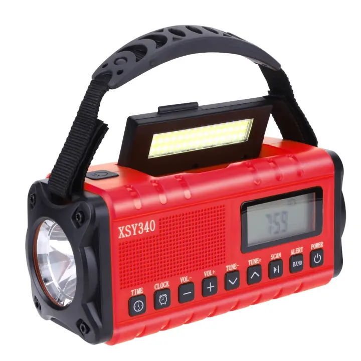 Radio De Emergencia Portátil Con Solar Y Manivela De Manivela 10000mAh Con LED Y Cargador USB Luz De Mano Recargable Para Clima NOAA AM FM - 1