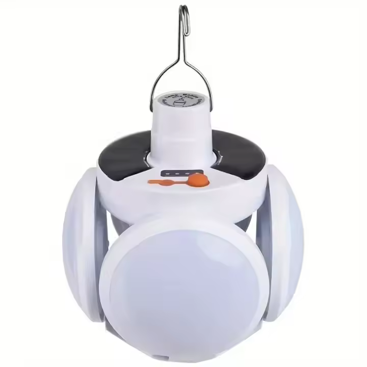 luz solar exterior，Bombilla LED Portátil con Energía Solar y Carga USB - Multifuncional, Plegable, Luz de Emergencia para Camping, Pesca y Cortes de Energía, Material ABS Duradero, Acabado Metálico Pulido, Luces Solares para Camping - 1