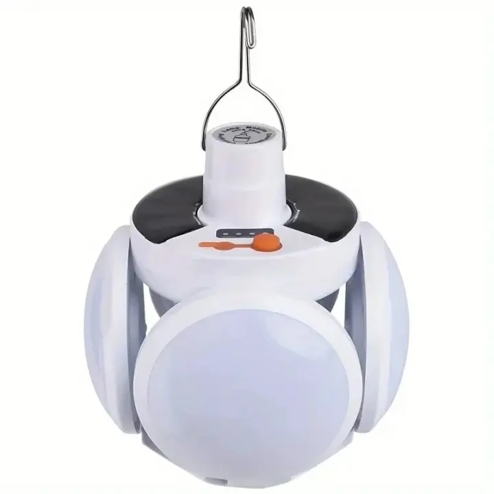 Luz solar exterior,Bombilla LED Portátil con Energía Solar y Carga USB-Multifuncional, Plegable, Luz de Emergencia para Camping, Pesca y Cortes de Energía, Material ABS Duradero, Acabado Metálico Pulido, luces Solares para Camping - 1