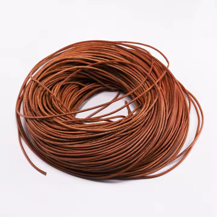 Cuerda De Cuero Genuino Para Pulseras Y Joyería DIY Tamaño 1.5 2 2.5 3 4 5 6mm Thong Redonda Hecha a Mano De Vaca - 1