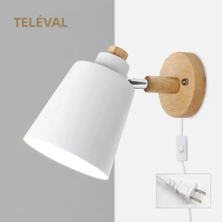 Lámpara De Pared LED Moderna Macaron E27 Con Enchufe Para Estudio Dormitorio Pasillo Sala De Estar Decoración De Hogar Iluminación Fijaciones - 1