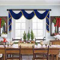 Valance Festivo De Navidad Rojo De Terciopelo Suave Con Caída Rod Pocket Para Decoración Del Hogar Y Cocina Uso Moderno Y Lujo - details 13