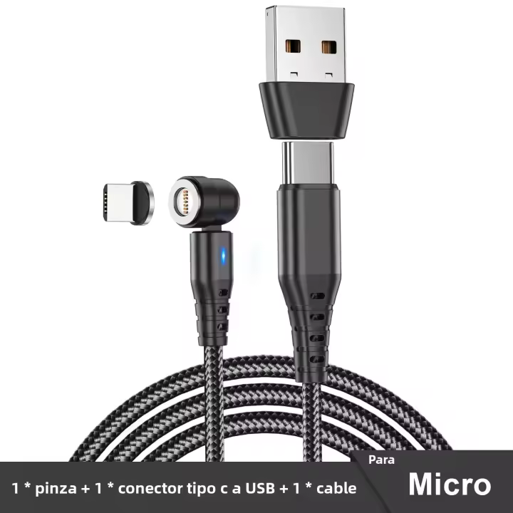 Cable Magnético OTTWN 2 En 1 PD 60W Carga Rápida Para iPhone 14 13 pro Max Xiaomi 12 Poco M4 X4 USB C a Tipo C Micro Datos - 1