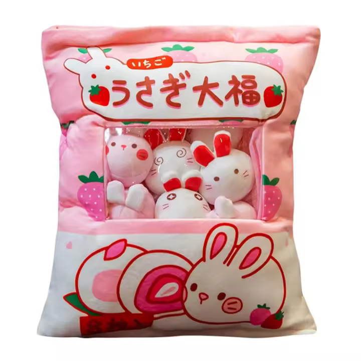 Pillow shaped candy bag with stuffed cuddly teddy bears, animals, bears, dolls, fluffy, kawaii, plush, mini, innovative, decor - 1