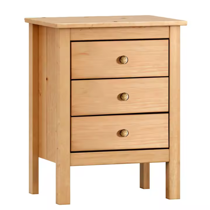 Mesita de Noche Maya con 3 Cajones para Dormitorio Estilo Contemporáneo Color Roble Miel - 1